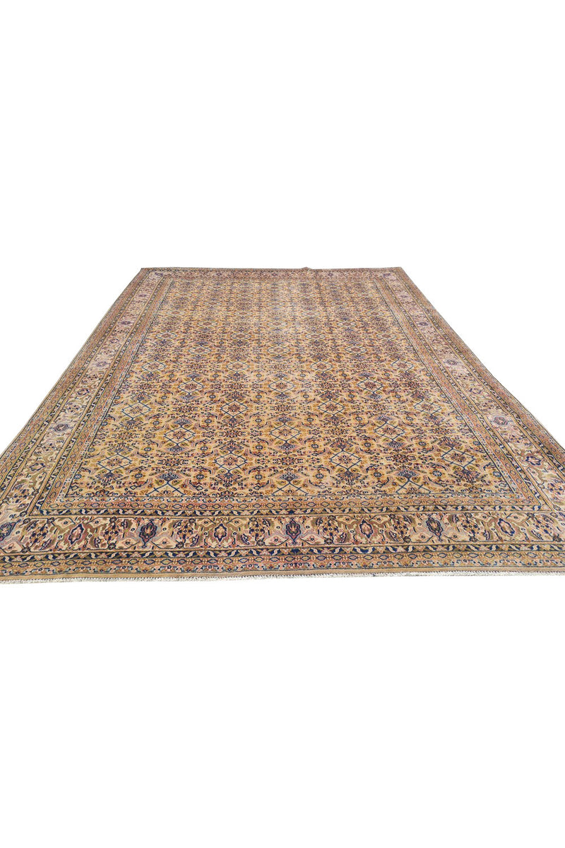 Authentic Hand Knotted Vintage Indo Wool Area Rug 10.4 x 7.6 Ft (1491 Ger-4)