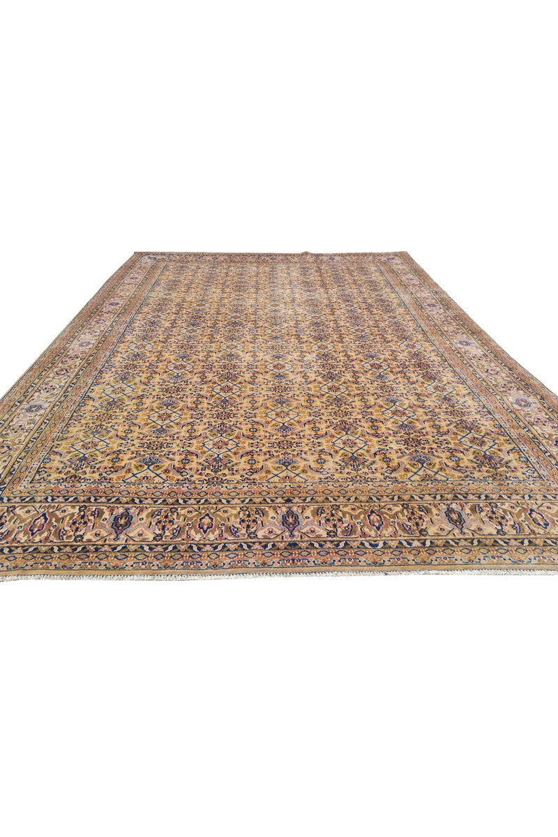 Authentic Hand Knotted Vintage Indo Wool Area Rug 10.4 x 7.6 Ft (1491 Ger-4)