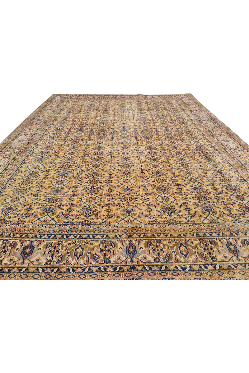 Authentic Hand Knotted Vintage Indo Wool Area Rug 10.4 x 7.6 Ft (1491 Ger-4)