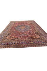Antique Hand Knotted Qashoun Wool Area Rug 12.4 x 9.6 Ft (1493 Ger-4)