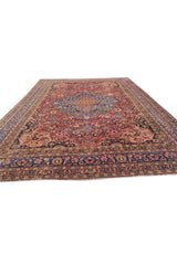 Antique Hand Knotted Qashoun Wool Area Rug 12.4 x 9.6 Ft (1493 Ger-4)