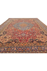 Antique Hand Knotted Qashoun Wool Area Rug 12.4 x 9.6 Ft (1493 Ger-4)