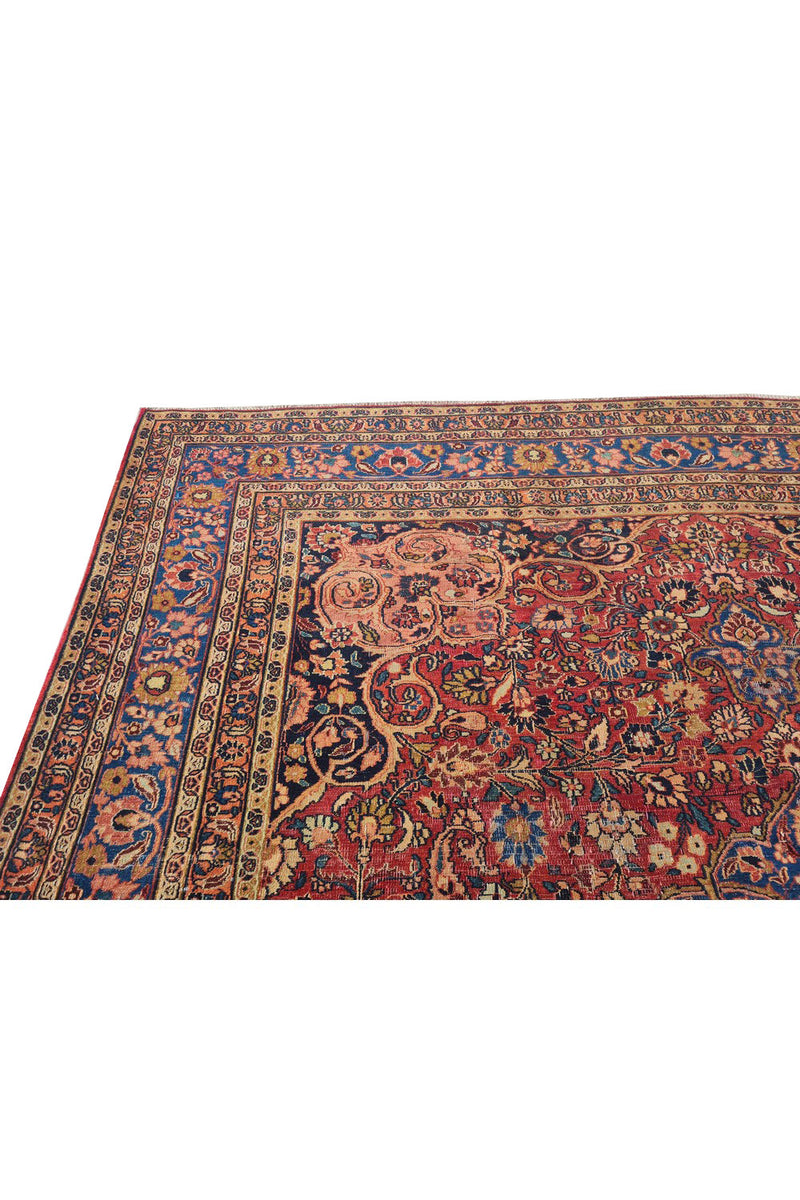 Antique Hand Knotted Qashoun Wool Area Rug 12.4 x 9.6 Ft (1493 Ger-4)