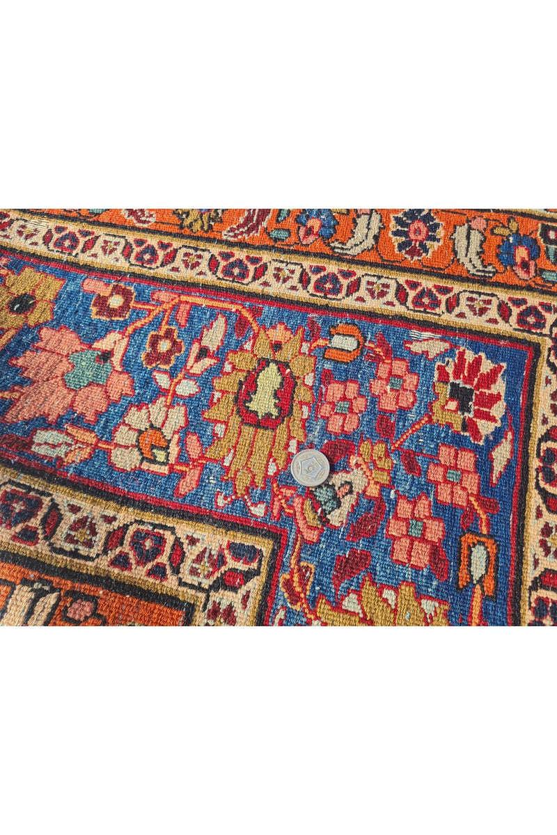 Antique Hand Knotted Qashoun Wool Area Rug 12.4 x 9.6 Ft (1493 Ger-4)