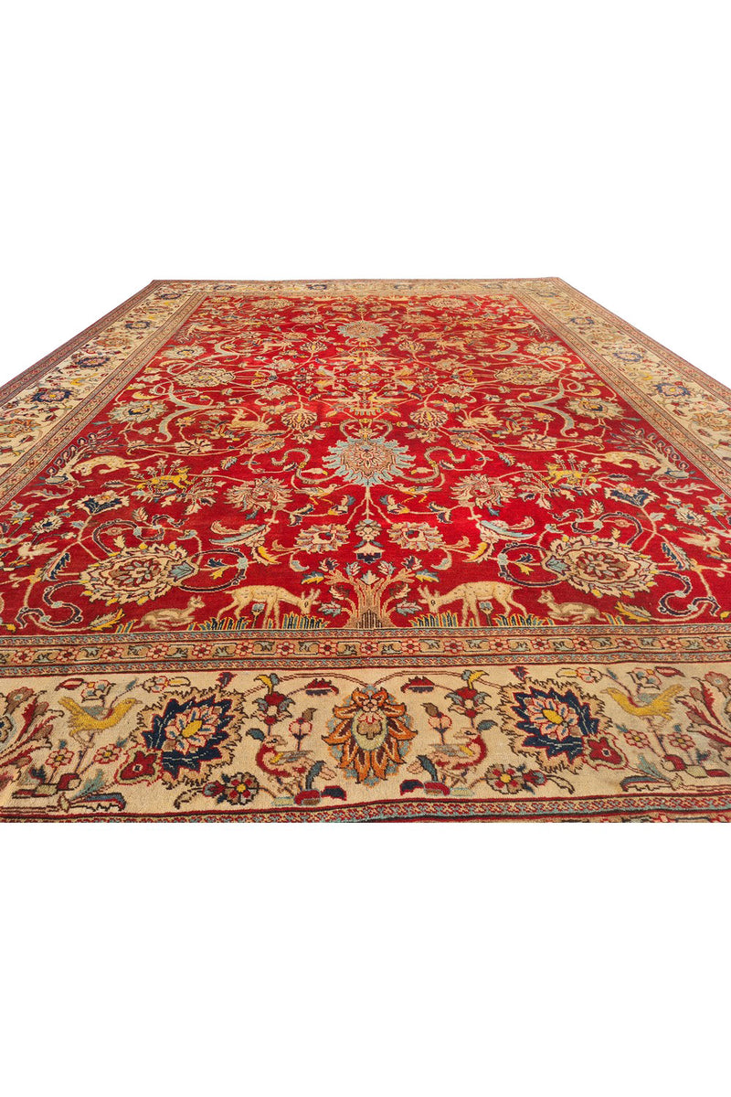 Authentic Hand Knotted Vintage Tabreez Wool Area Rug 13.7 x 9.10 Ft (1495 Ger-4)