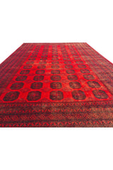 Authentic Hand Knotted Vintage Afghan Turkmen Felpah Wool Area Rug 11.7 x 8.3 Ft (1496 Ger-4)