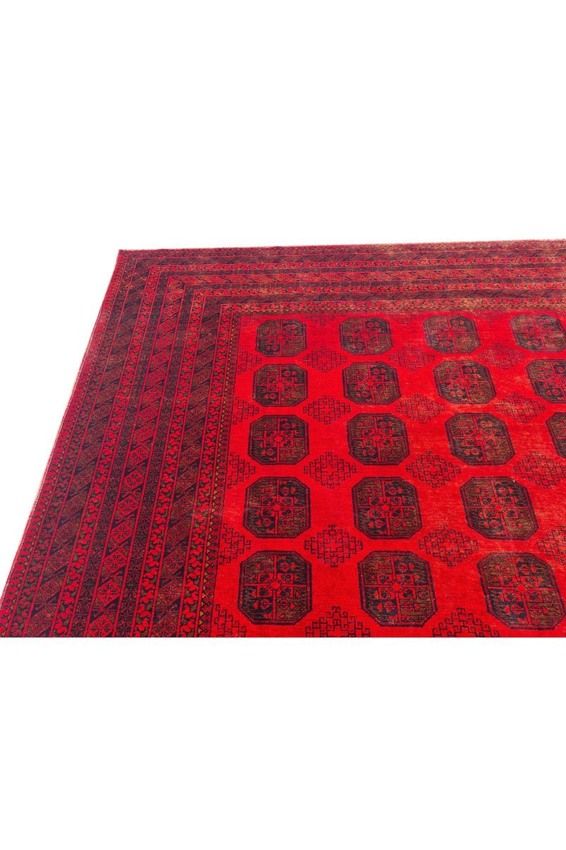 Authentic Hand Knotted Vintage Afghan Turkmen Felpah Wool Area Rug 11.7 x 8.3 Ft (1496 Ger-4)
