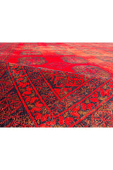 Authentic Hand Knotted Vintage Afghan Turkmen Felpah Wool Area Rug 11.7 x 8.3 Ft (1496 Ger-4)