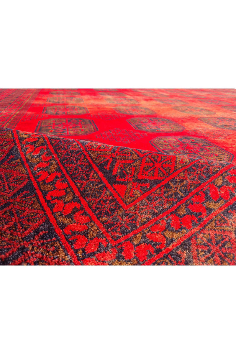 Authentic Hand Knotted Vintage Afghan Turkmen Felpah Wool Area Rug 11.7 x 8.3 Ft (1496 Ger-4)