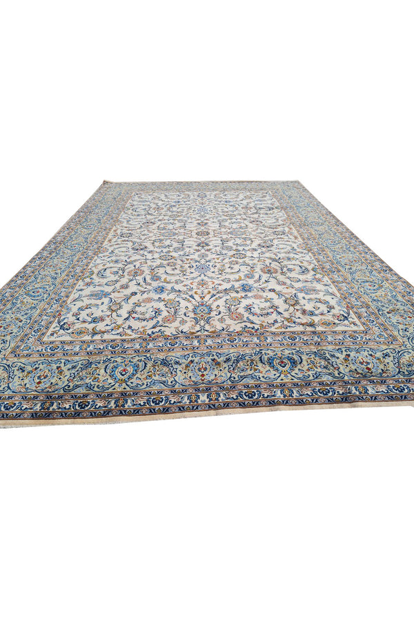 Authentic Hand Knotted Vintage Qashoun Wool Area Rug 13.10 x 9.8 Ft (1498 Ger-4)