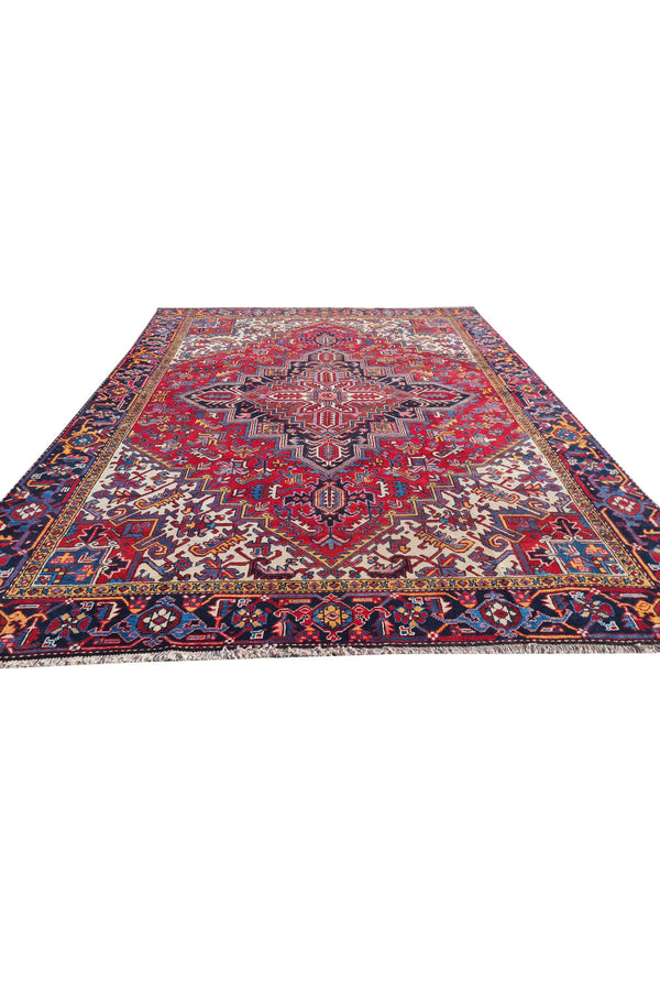 Authentic Hand Knotted Vintage Hareez Wool Area Rug 10.0 x 7.10 Ft (1499 Ger-4)