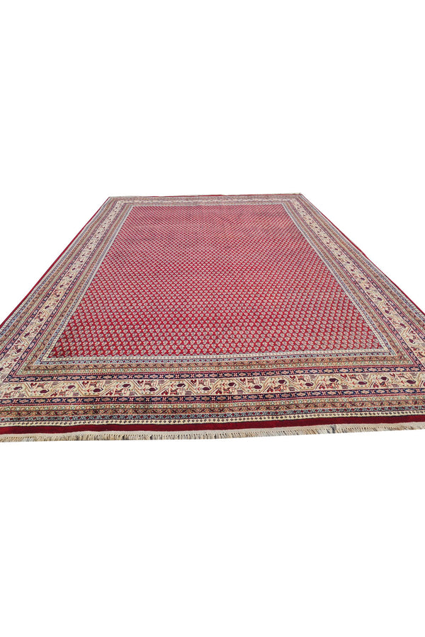 Authentic Hand Knotted Vintage Badam Gul Wool Area Rug 12 x 8 Ft (1501 Ger-4)