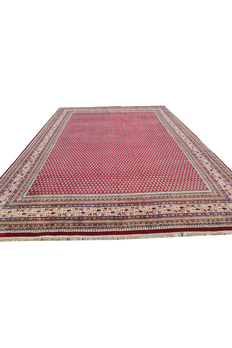 Authentic Hand Knotted Vintage Badam Gul Wool Area Rug 12 x 8 Ft (1501 Ger-4)