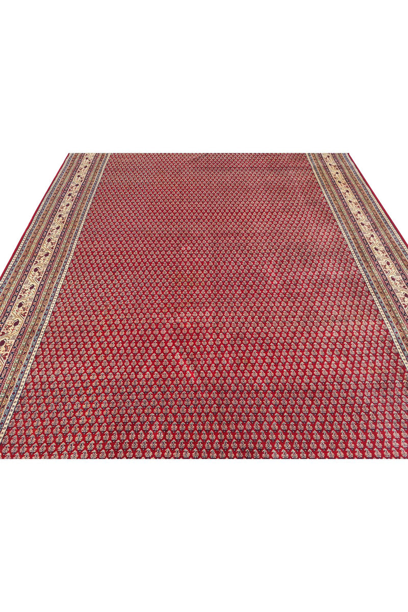 Authentic Hand Knotted Vintage Badam Gul Wool Area Rug 12 x 8 Ft (1501 Ger-4)