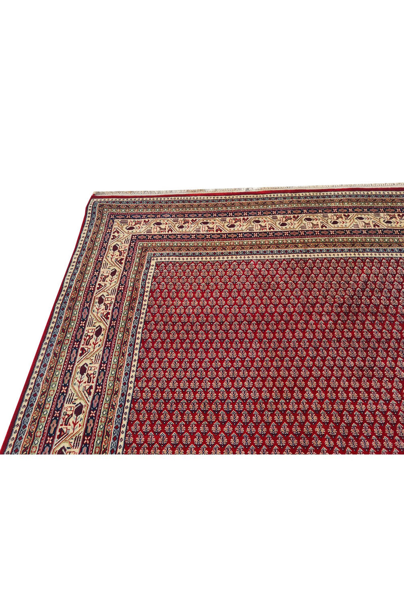 Authentic Hand Knotted Vintage Badam Gul Wool Area Rug 12 x 8 Ft (1501 Ger-4)