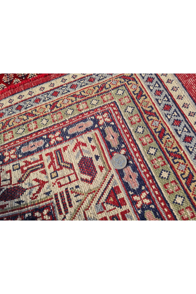 Authentic Hand Knotted Vintage Badam Gul Wool Area Rug 12 x 8 Ft (1501 Ger-4)