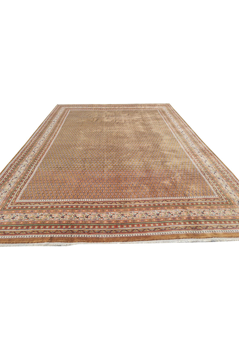Authentic Hand Knotted Vintage Badam Gul Wool Area Rug 11 x 8 Ft (1505 Ger-4)