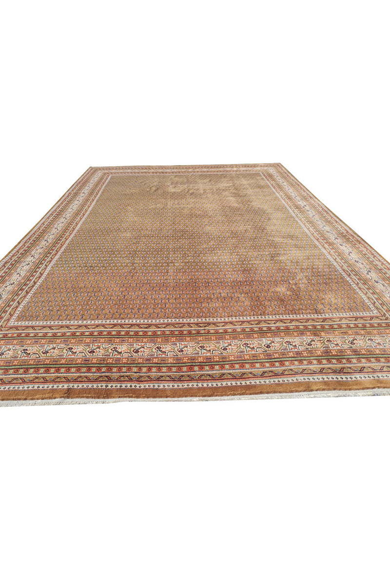 Authentic Hand Knotted Vintage Badam Gul Wool Area Rug 11 x 8 Ft (1505 Ger-4)