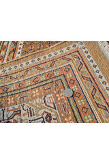Authentic Hand Knotted Vintage Badam Gul Wool Area Rug 11 x 8 Ft (1505 Ger-4)