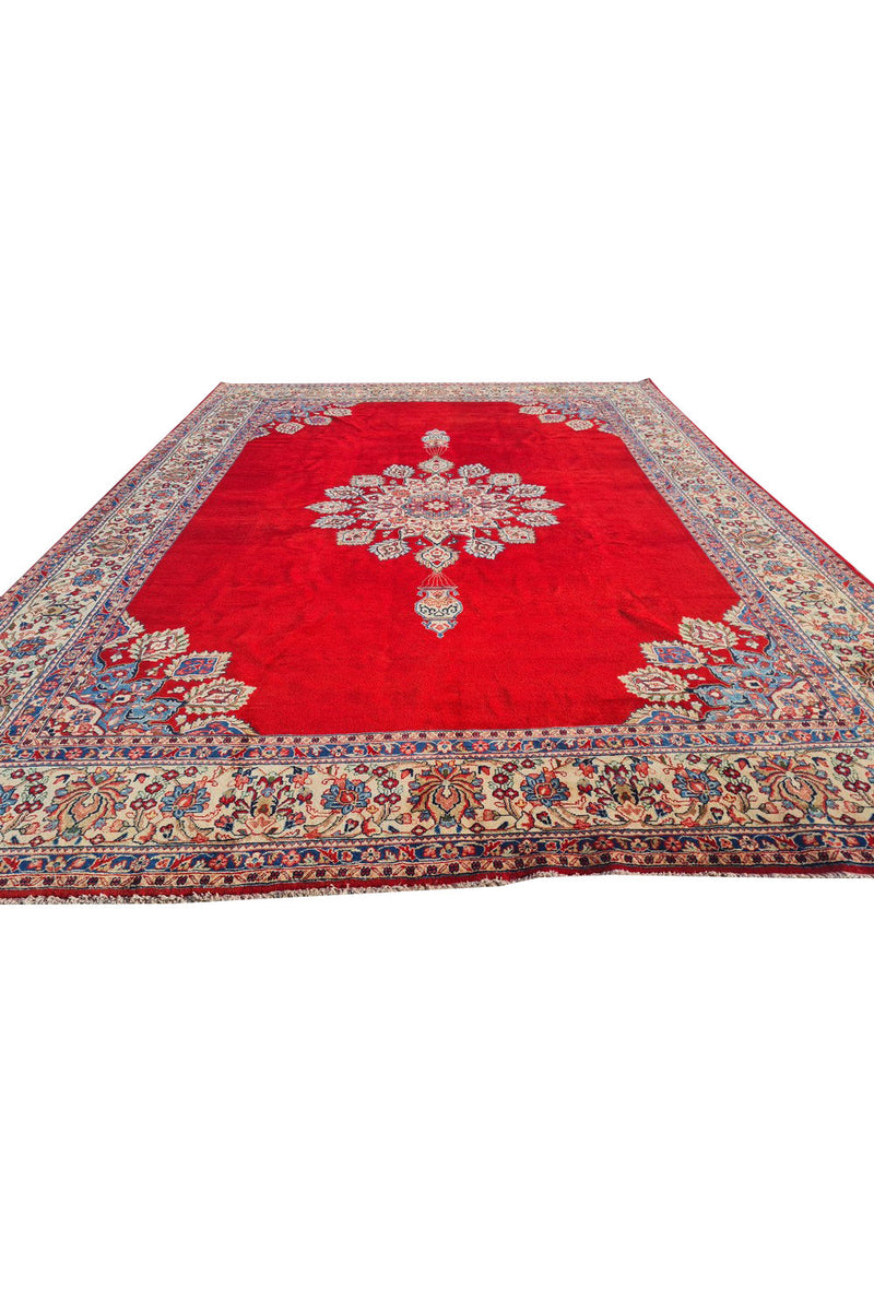 Authentic Hand Knotted Vintage Qashoun Wool Area Rug 12 x 9 Ft (1507 Ger-4)