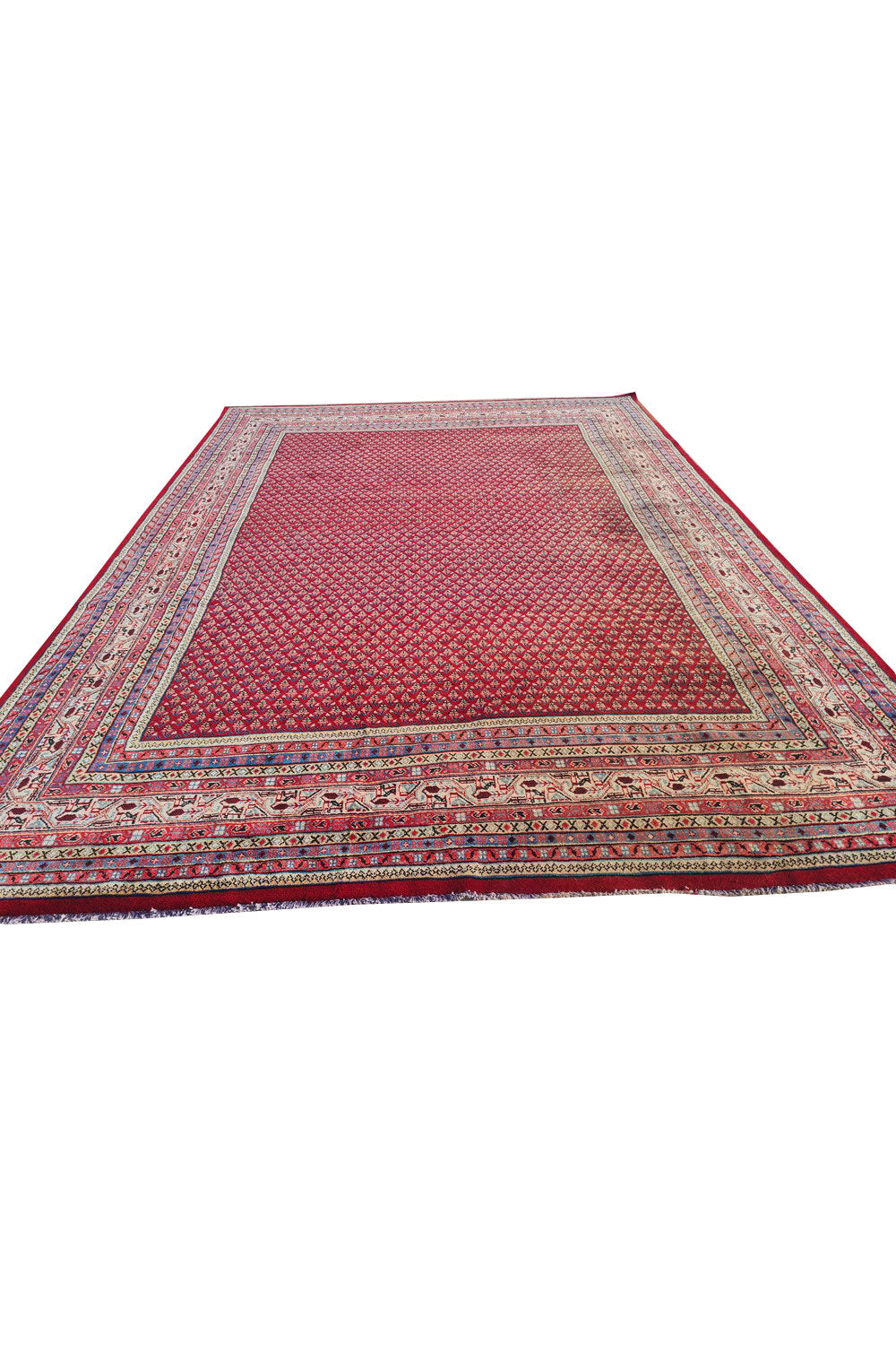 Authentic Hand Knotted Vintage Badam Gul Wool Area Rug 11 x 9 Ft (1509 Ger-4)