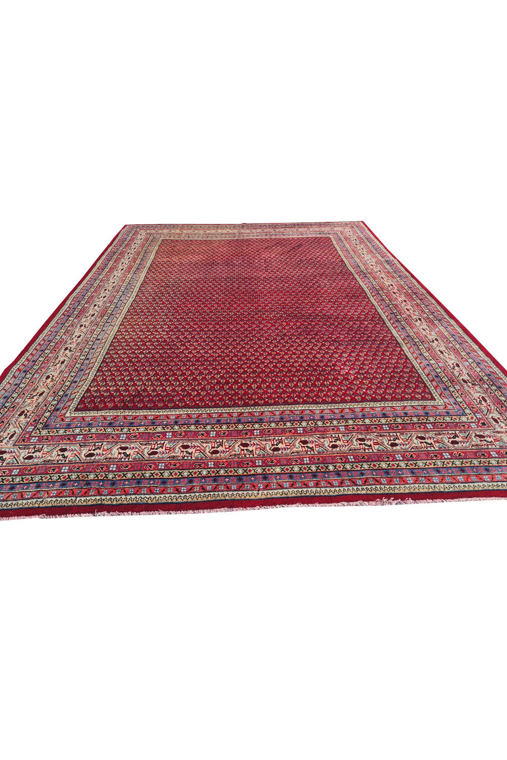 Authentic Hand Knotted Vintage Badam Gul Wool Area Rug 11 x 9 Ft (1509 Ger-4)