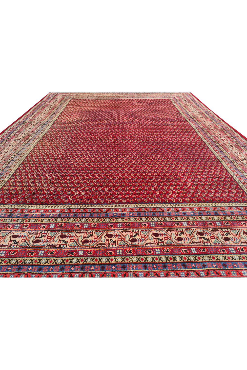 Authentic Hand Knotted Vintage Badam Gul Wool Area Rug 11 x 9 Ft (1509 Ger-4)