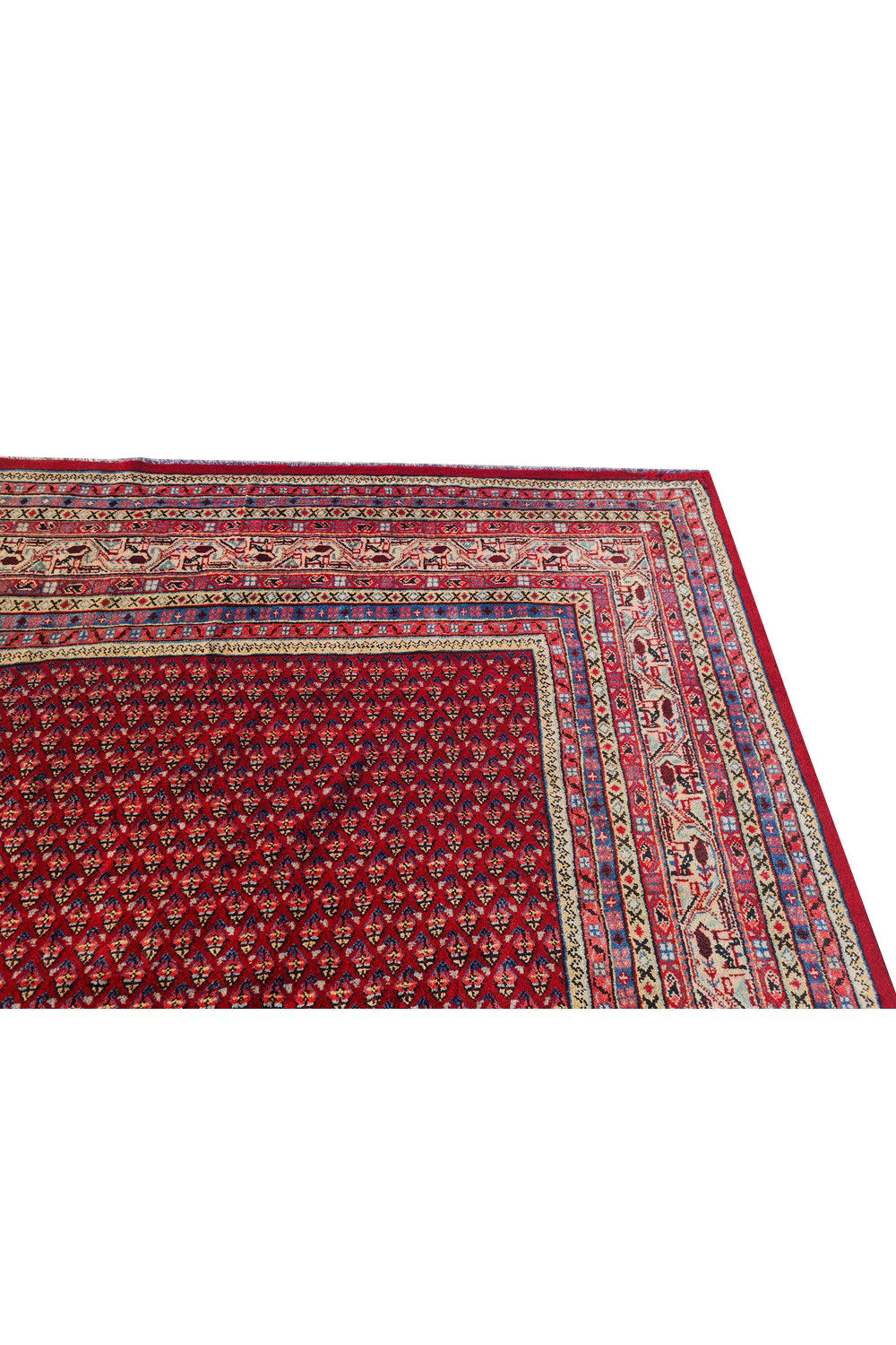 Authentic Hand Knotted Vintage Badam Gul Wool Area Rug 11 x 9 Ft (1509 Ger-4)