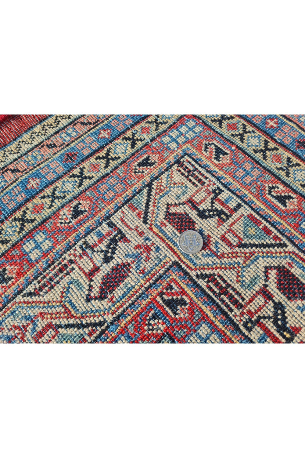 Authentic Hand Knotted Vintage Badam Gul Wool Area Rug 11 x 9 Ft (1509 Ger-4)