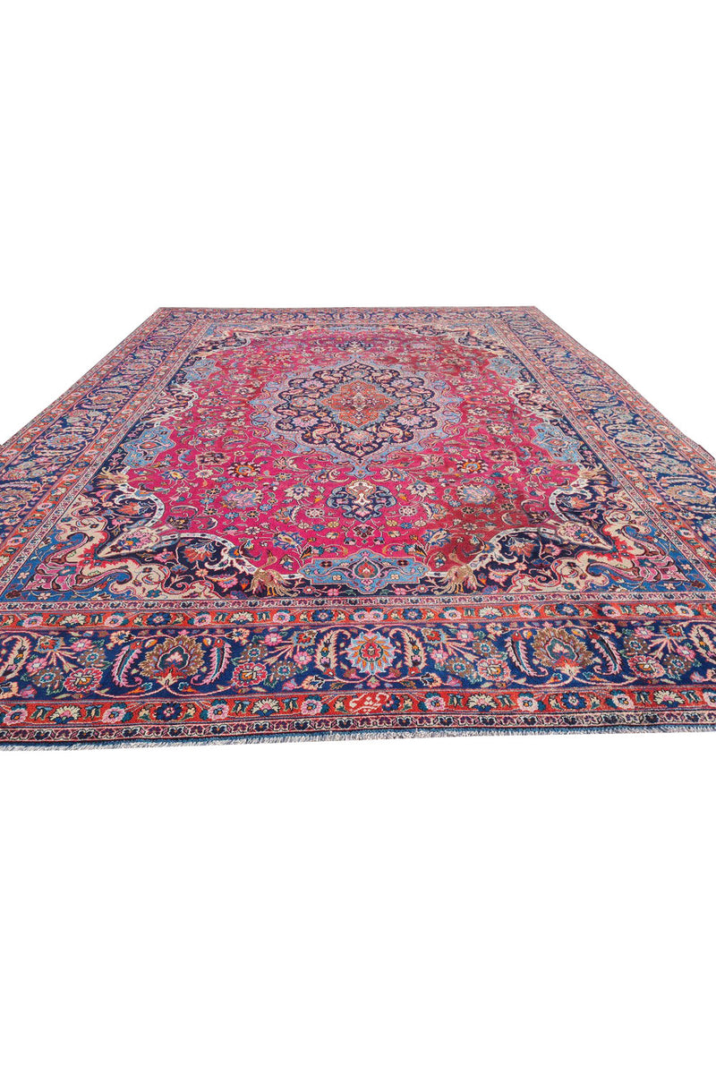 Authentic Hand Knotted Vintage Qashoun Wool Area Rug 13.2 x 10.1 Ft (1513 Ger-4)