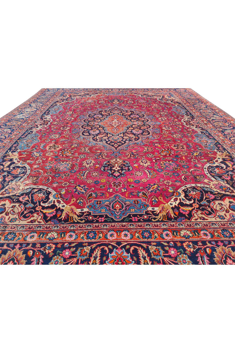Authentic Hand Knotted Vintage Qashoun Wool Area Rug 13.2 x 10.1 Ft (1513 Ger-4)