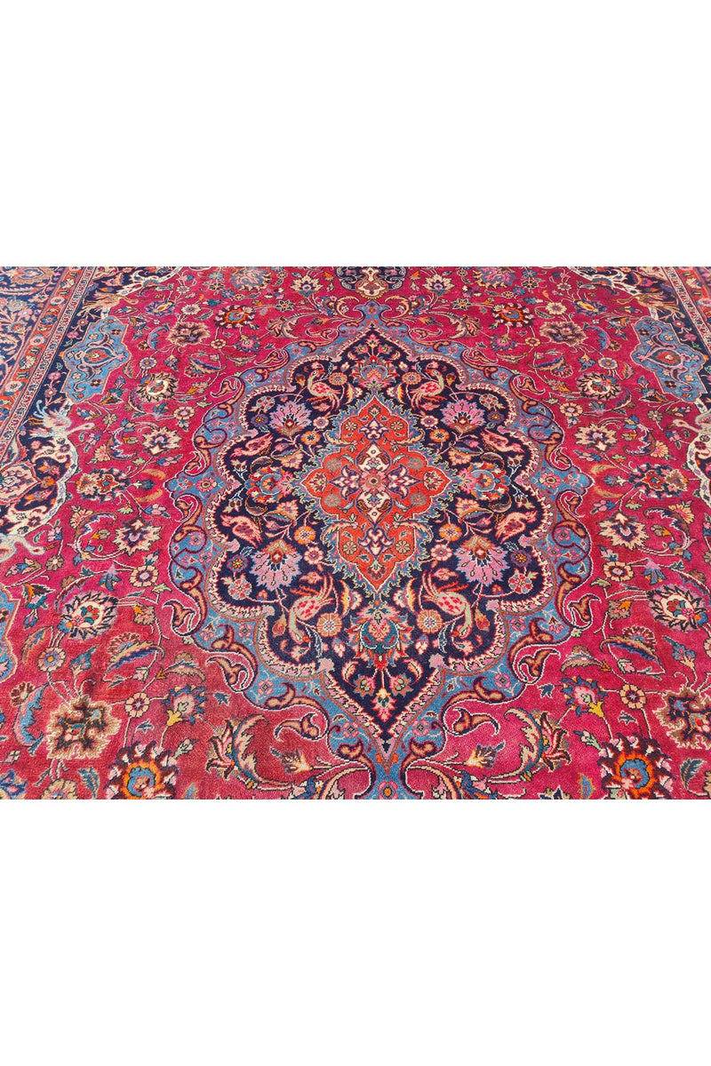 Authentic Hand Knotted Vintage Qashoun Wool Area Rug 13.2 x 10.1 Ft (1513 Ger-4)