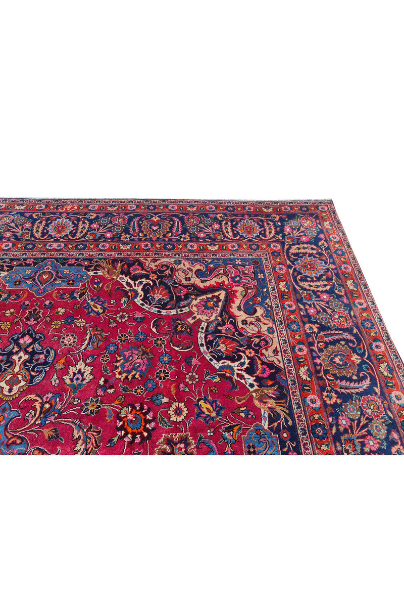 Authentic Hand Knotted Vintage Qashoun Wool Area Rug 13.2 x 10.1 Ft (1513 Ger-4)