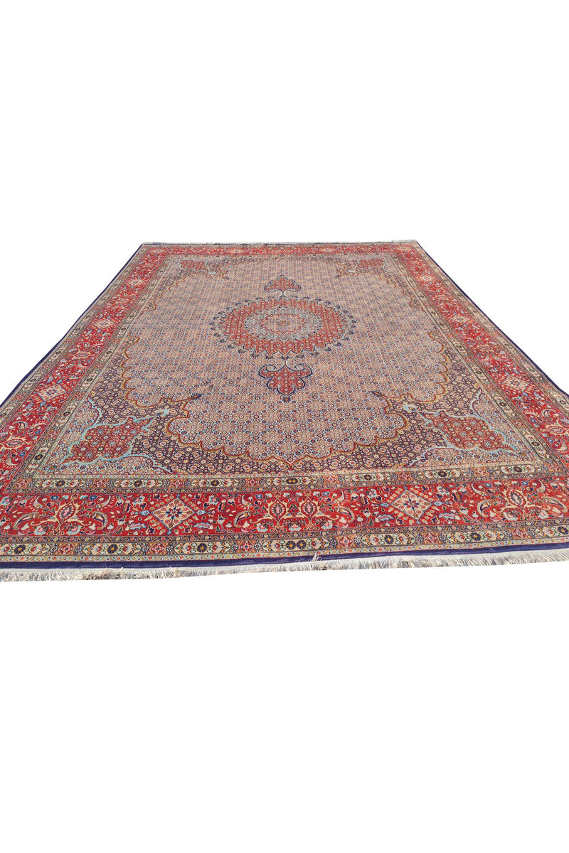 Authentic Hand Knotted Vintage Yamoud Wool Area Rug 12.9 x 9.7 Ft (1516 Ger-4)