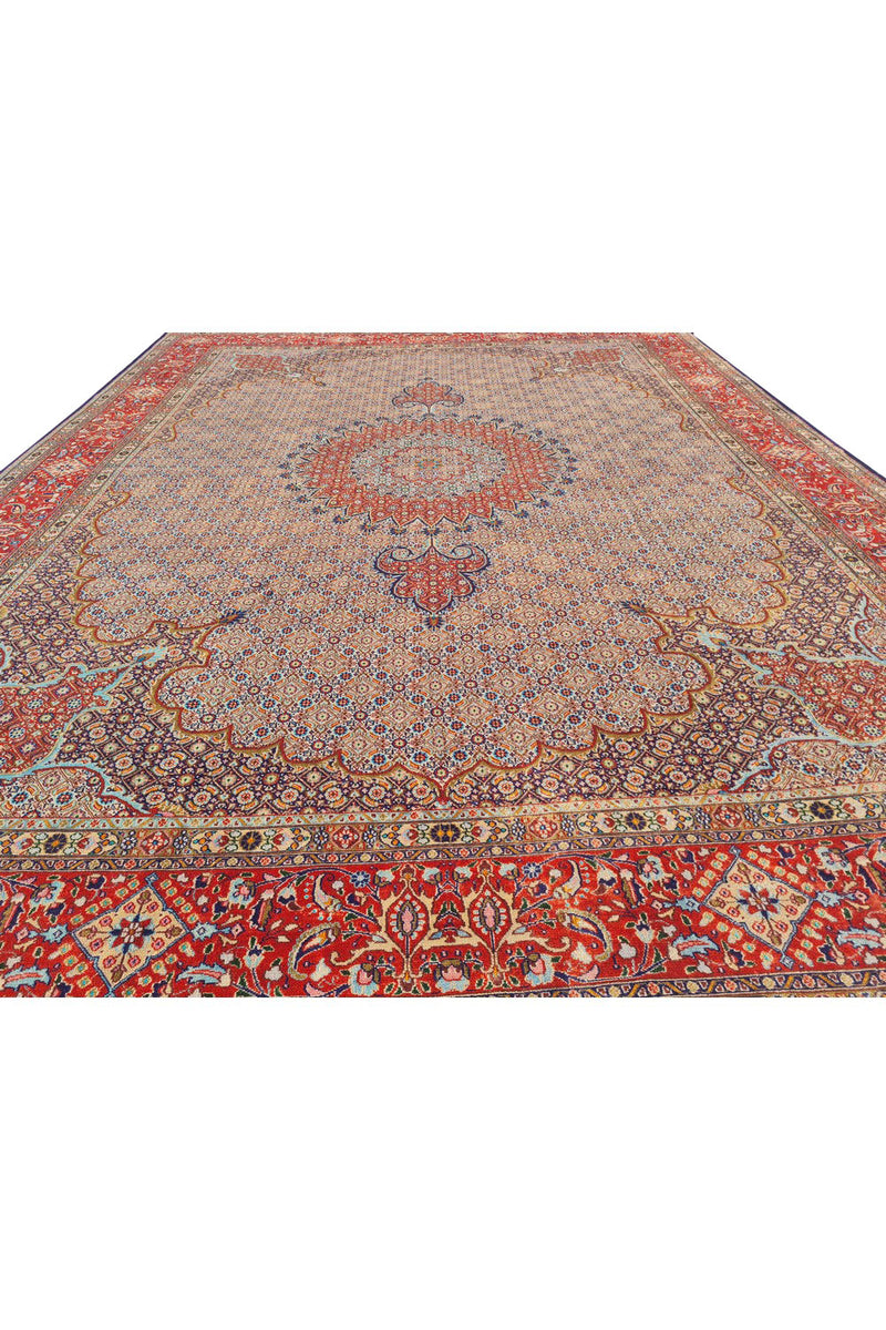 Authentic Hand Knotted Vintage Yamoud Wool Area Rug 12.9 x 9.7 Ft (1516 Ger-4)
