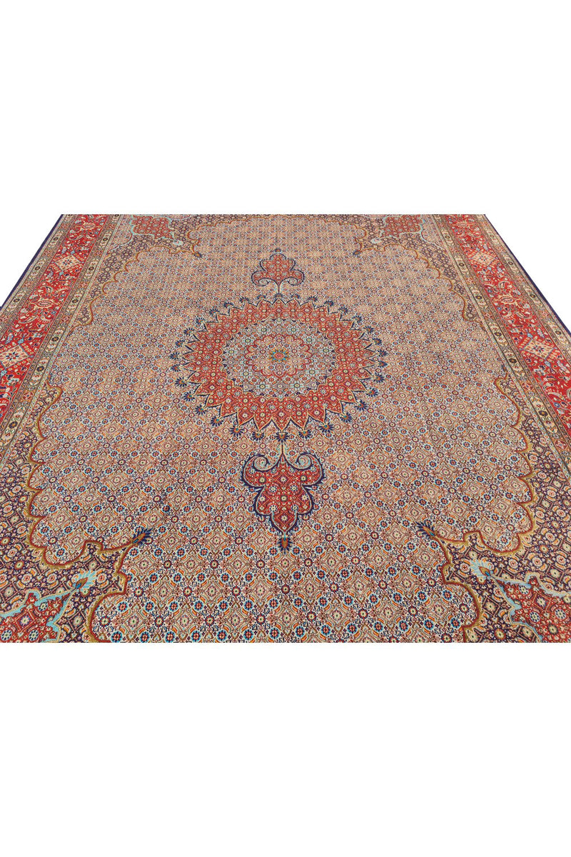 Authentic Hand Knotted Vintage Yamoud Wool Area Rug 12.9 x 9.7 Ft (1516 Ger-4)