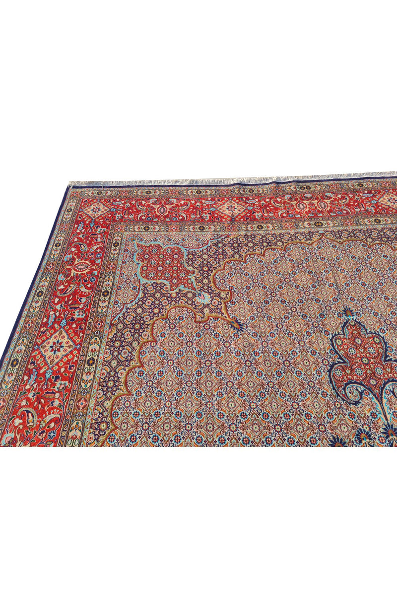 Authentic Hand Knotted Vintage Yamoud Wool Area Rug 12.9 x 9.7 Ft (1516 Ger-4)