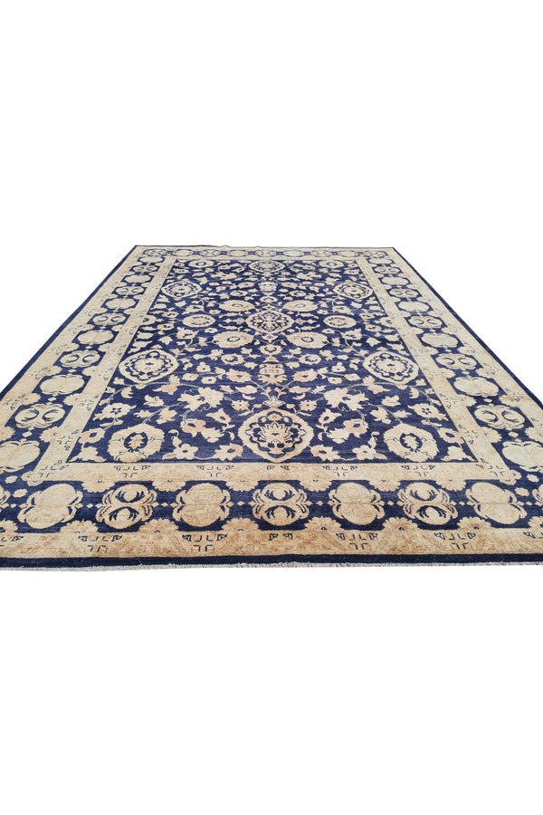 Authentic Hand Knotted Vintage Afghan Chobi Wool Area Rug 11.5 x 8.4 Ft (1520 Ger-4)