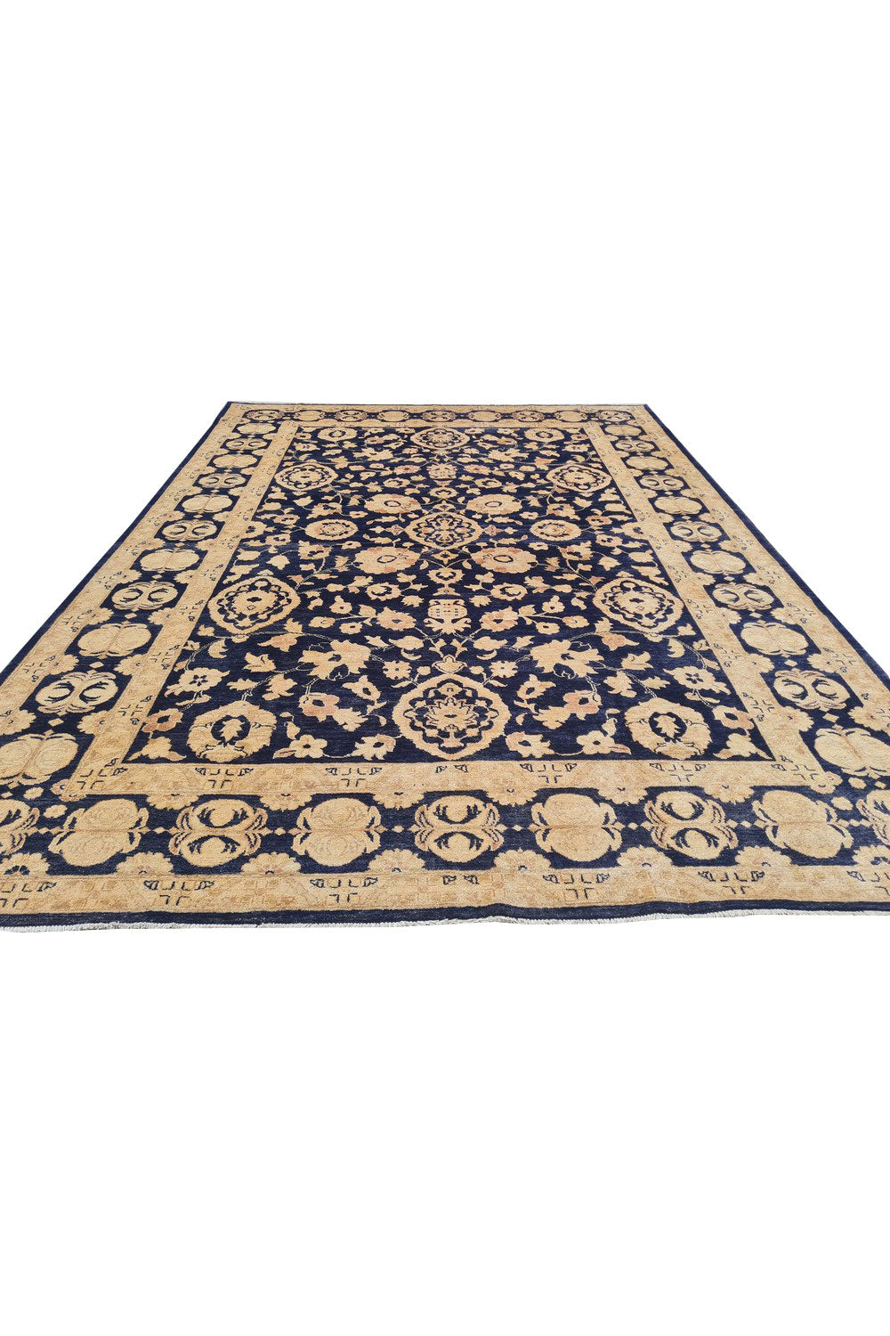 Authentic Hand Knotted Vintage Afghan Chobi Wool Area Rug 11.5 x 8.4 Ft (1520 Ger-4)