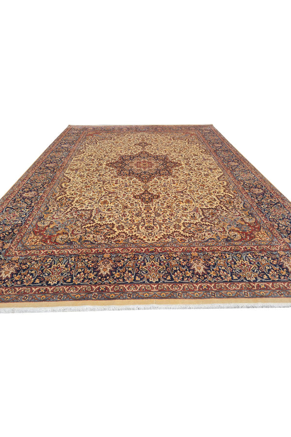 Authentic Hand Knotted Vintage Double knot Wool Area Rug 12.3 x 9.0 Ft (1521 Ger-4)