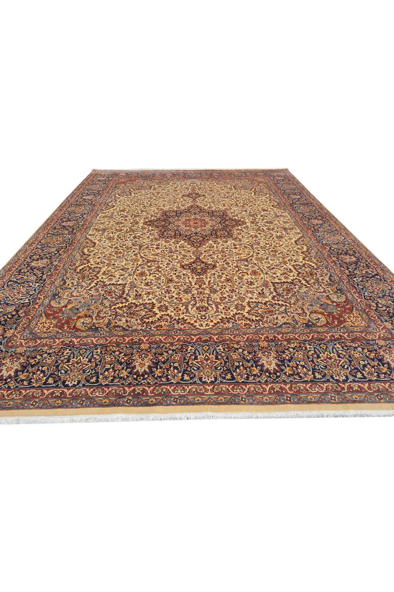Authentic Hand Knotted Vintage Double knot Wool Area Rug 12.3 x 9.0 Ft (1521 Ger-4)