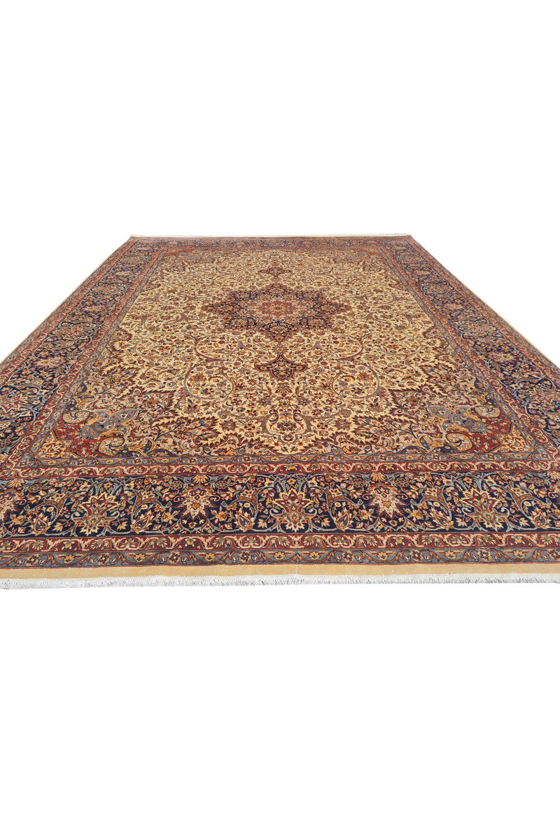 Authentic Hand Knotted Vintage Double knot Wool Area Rug 12.3 x 9.0 Ft (1521 Ger-4)