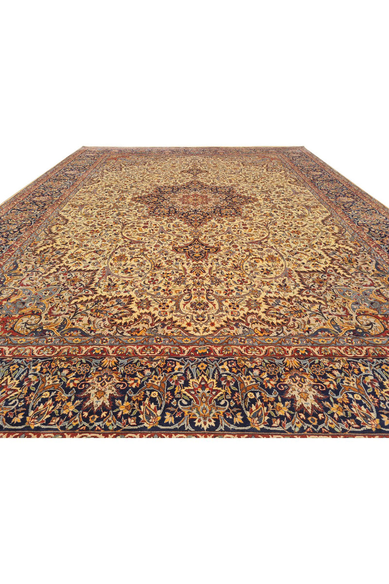 Authentic Hand Knotted Vintage Double knot Wool Area Rug 12.3 x 9.0 Ft (1521 Ger-4)