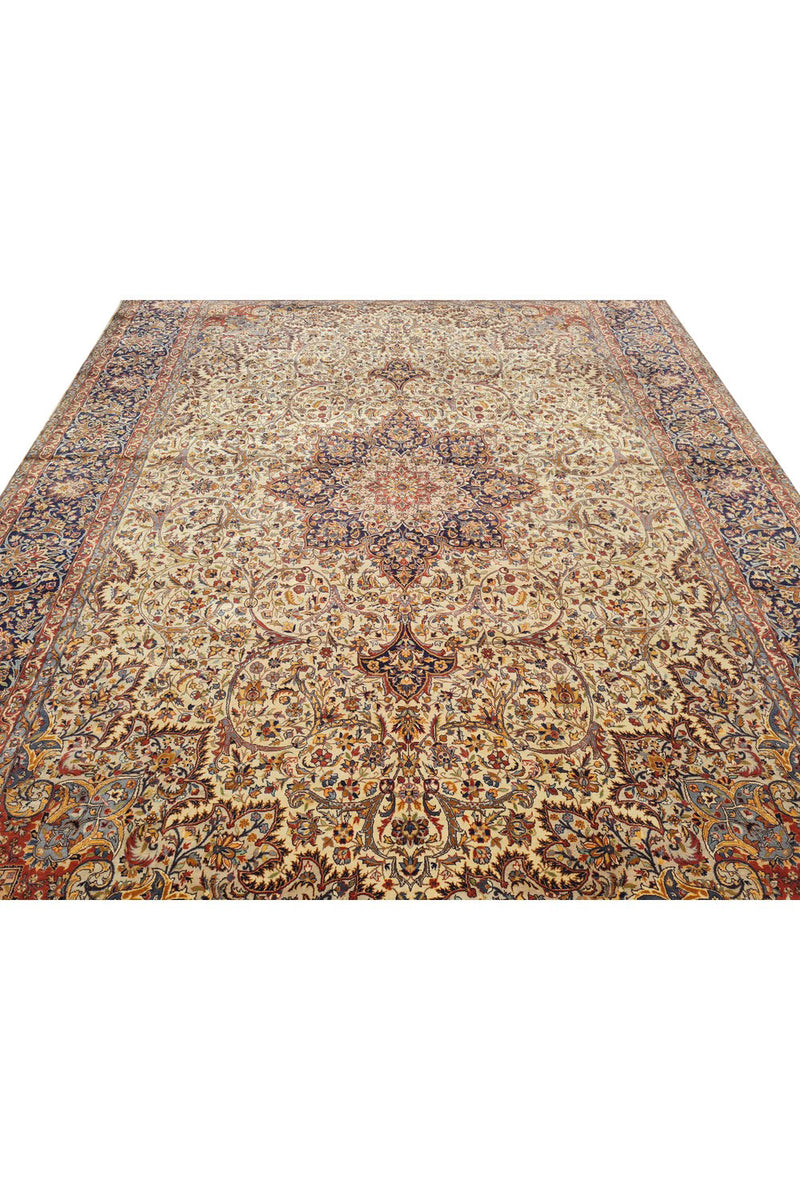 Authentic Hand Knotted Vintage Double knot Wool Area Rug 12.3 x 9.0 Ft (1521 Ger-4)
