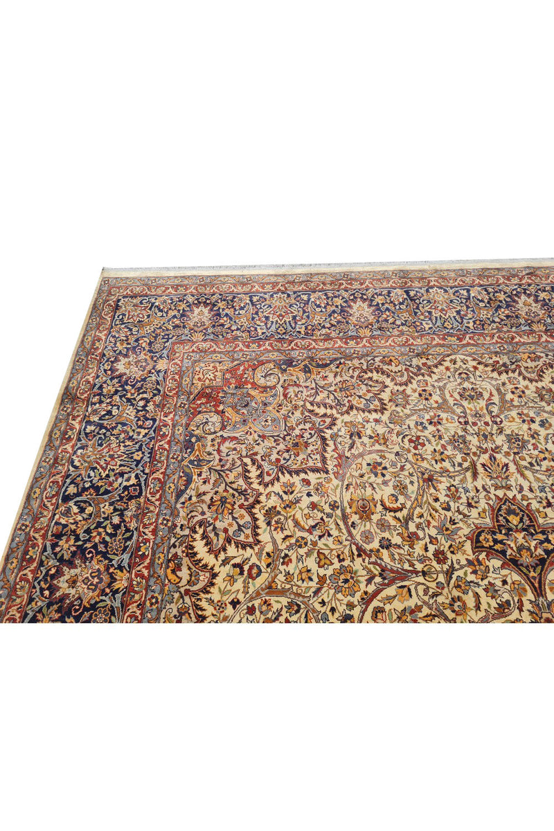 Authentic Hand Knotted Vintage Double knot Wool Area Rug 12.3 x 9.0 Ft (1521 Ger-4)
