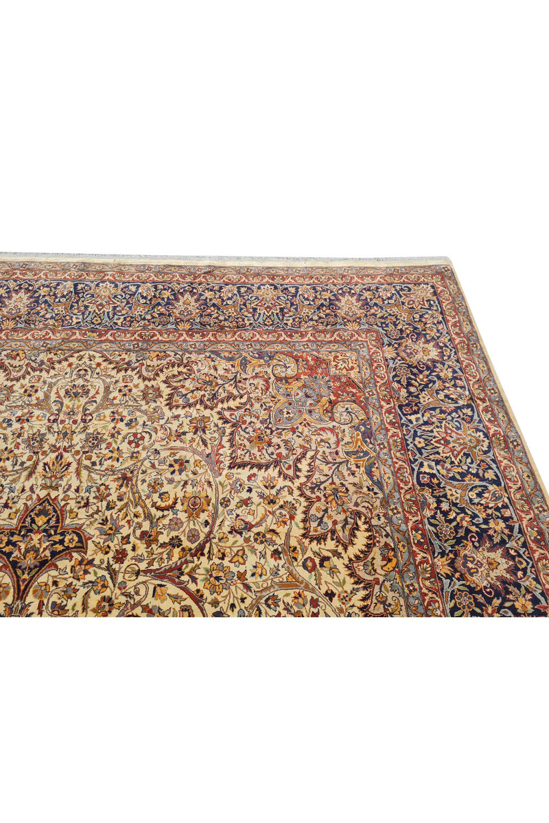 Authentic Hand Knotted Vintage Double knot Wool Area Rug 12.3 x 9.0 Ft (1521 Ger-4)