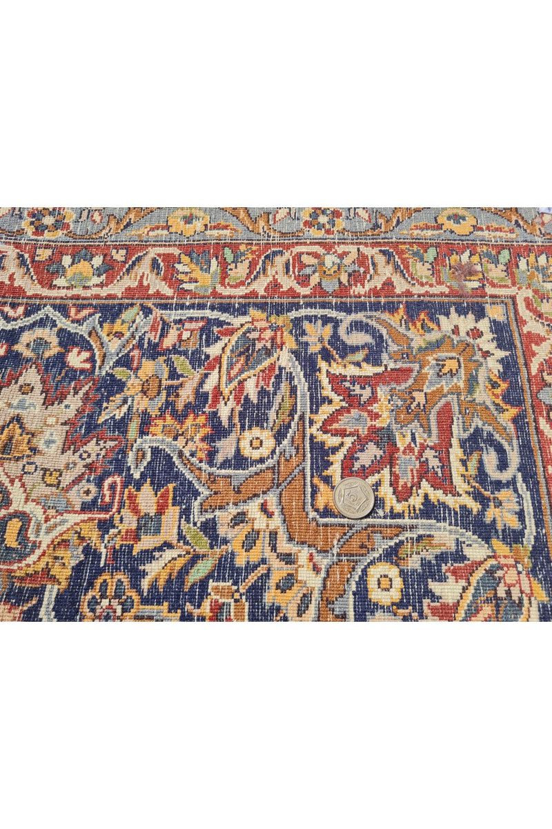 Authentic Hand Knotted Vintage Double knot Wool Area Rug 12.3 x 9.0 Ft (1521 Ger-4)