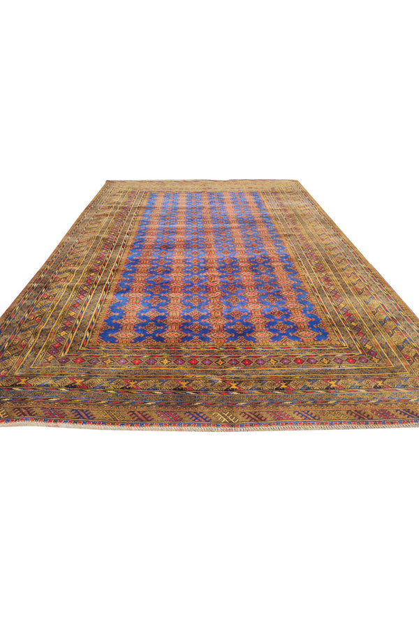 Authentic Hand Knotted Vintage Afghan Dowlatabad Moori Wool Area Rug 10 x 7 Ft (1522 Ger-4)