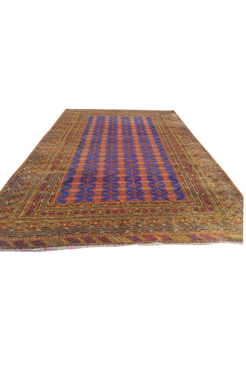 Authentic Hand Knotted Vintage Afghan Dowlatabad Moori Wool Area Rug 10 x 7 Ft (1522 Ger-4)