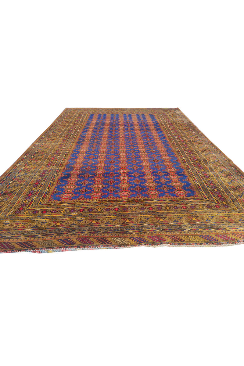 Authentic Hand Knotted Vintage Afghan Dowlatabad Moori Wool Area Rug 10 x 7 Ft (1522 Ger-4)